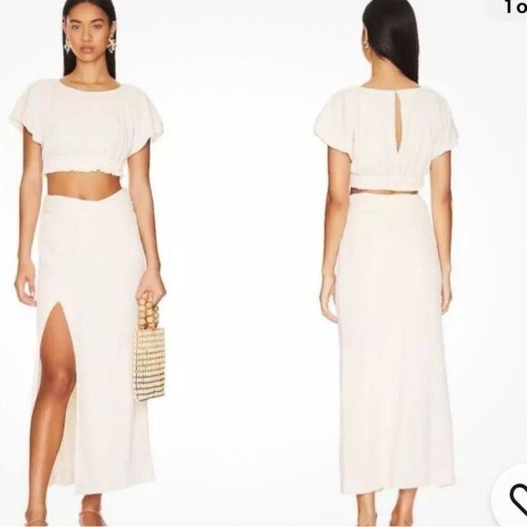 Free people women’s xl Tovah Maxi skirt and crop top set off white nwt - Picture 1 of 14